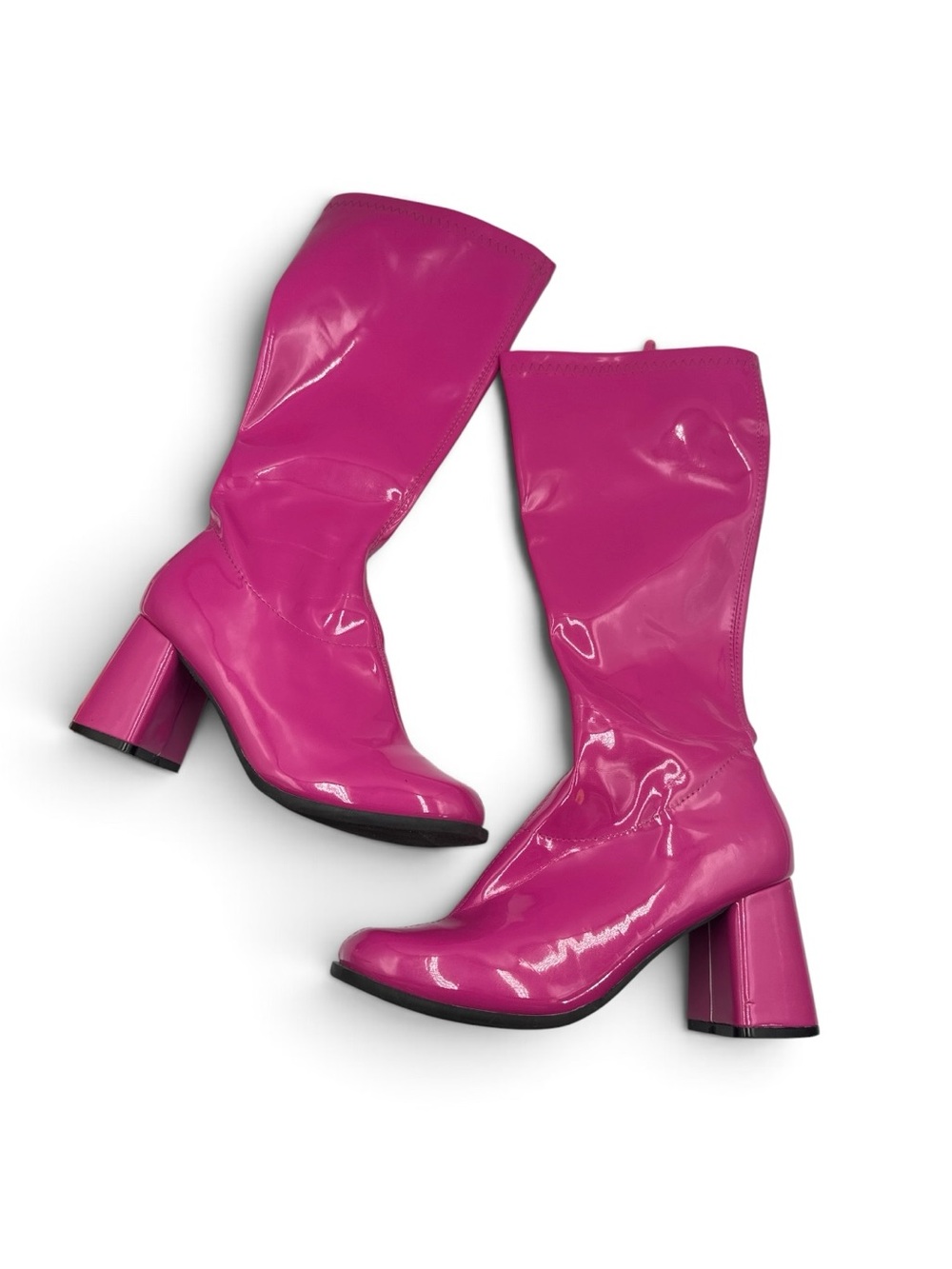 Ellie Hot Pink Patent Gogo Knee High Block Heel Boots Women’s Size 8